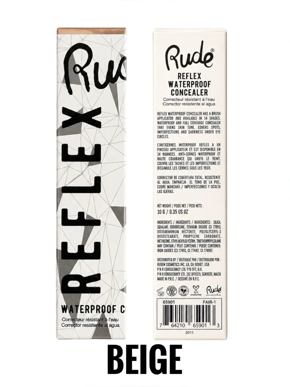 Rude Reflex Beige Built-in Brush Waterproof Corrector Concealer Smudge-Proof